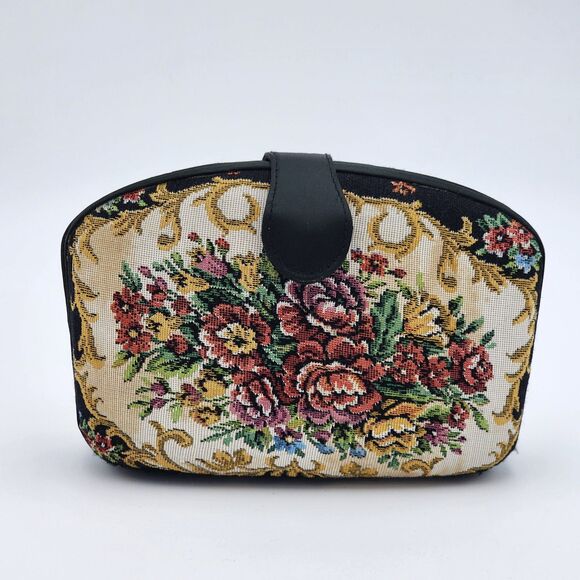 La Regale Vintage Needlepoint Floral Pattern Clutch Bag - Picture 2 of 11